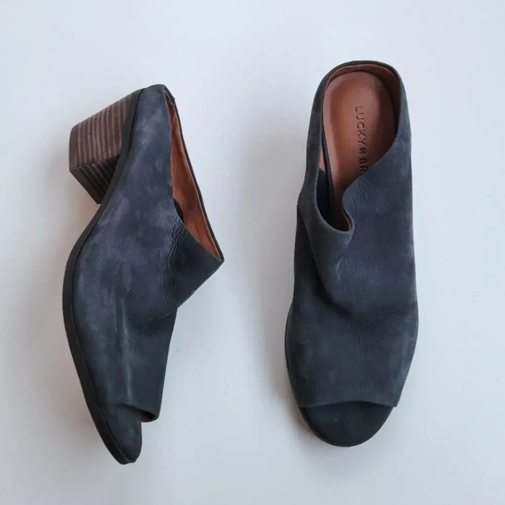 Lucky Brand Benah Block Heel Nubuck Mule 8.5 - Picture 2 of 8